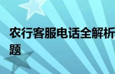 农行客服电话全解析：快速接入，解决各类问题